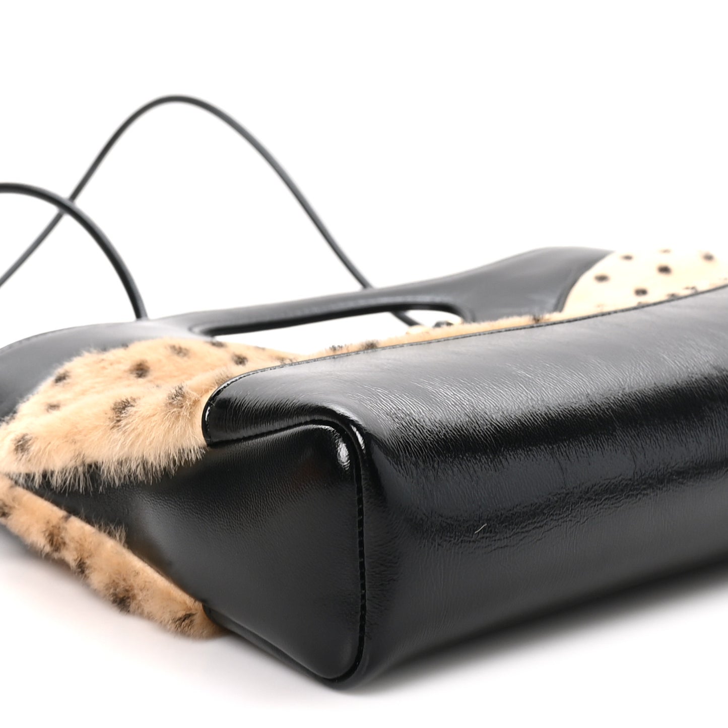 Shiny Lambskin Pony Hair Cheetah Printed East West 31 Shopping Bag Light Beige Black