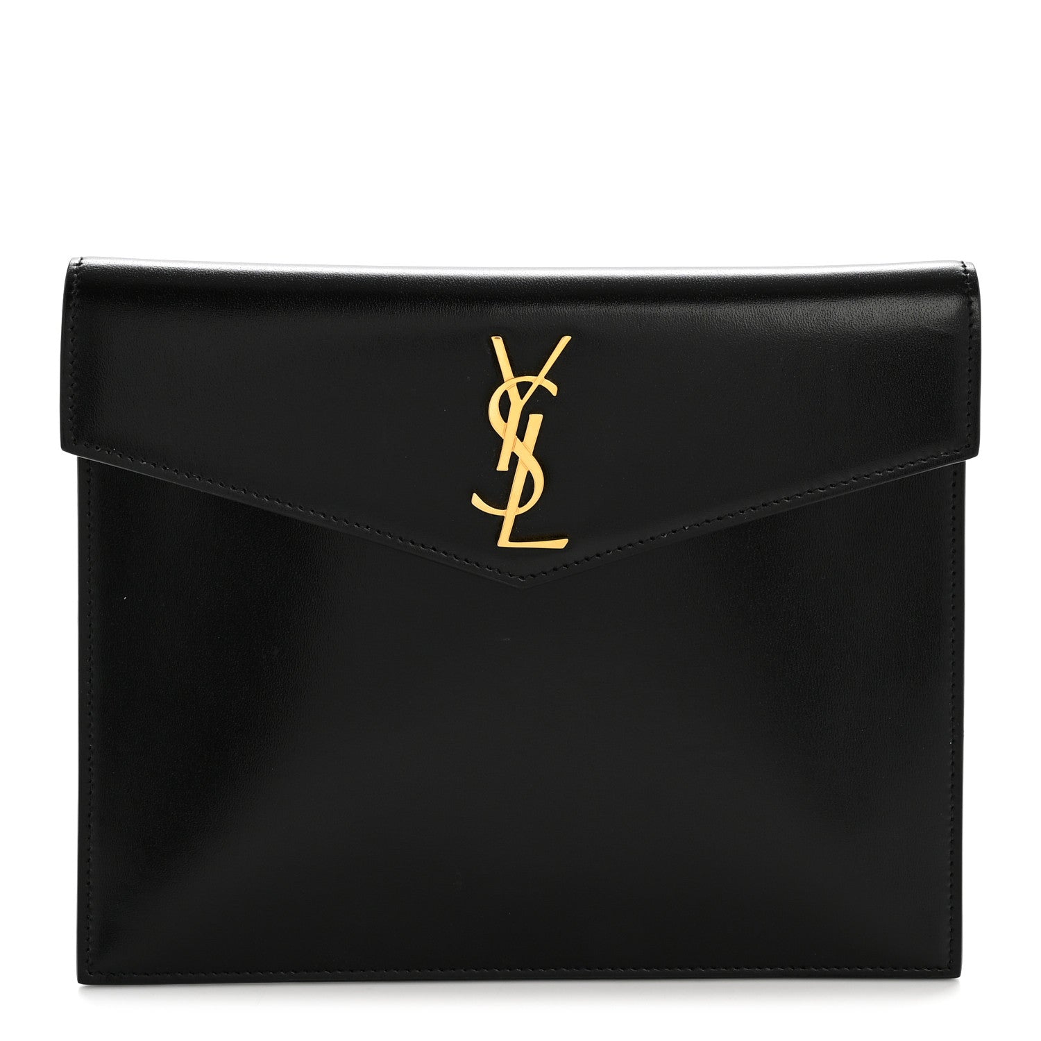 Saint Laurent Smooth Shiny Calfskin Monogram Uptown Baby Pouch Black 1 of 9