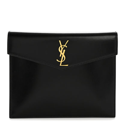 Saint Laurent Smooth Shiny Calfskin Monogram Uptown Baby Pouch Black 1 of 9