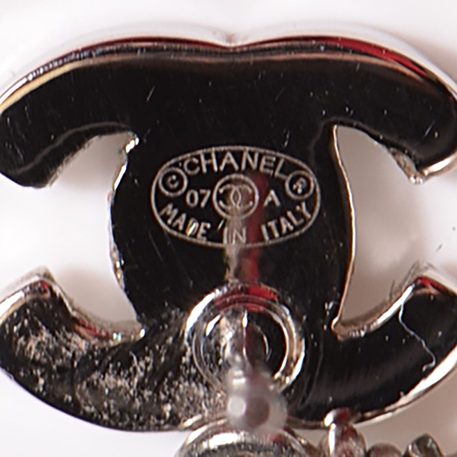 Chanel Crystal CC Pearl Drop Earrings Silver 4 of 4