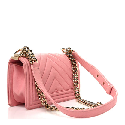 Chanel Caviar Chevron Quilted Small Boy Flap Pink 3 of 11