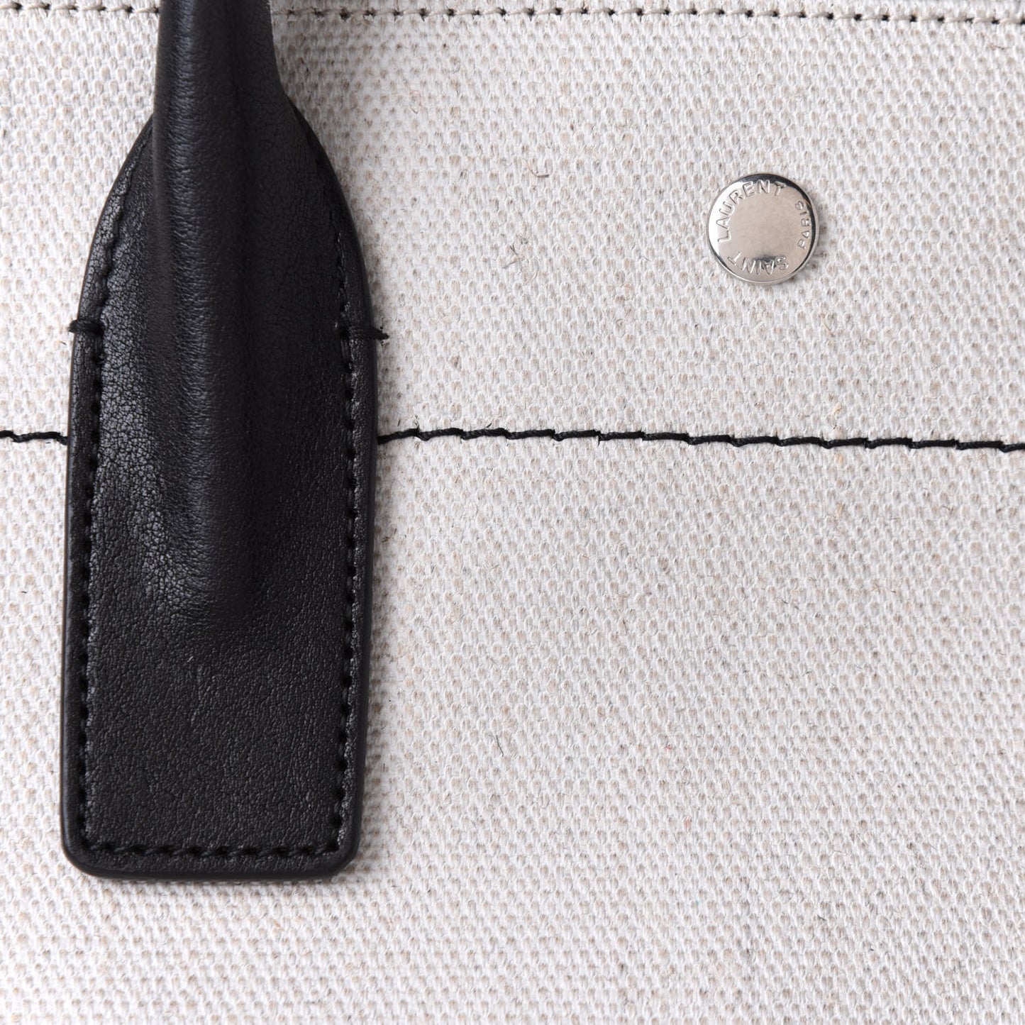 Linen Calfskin Rive Gauche North South Tote White Black