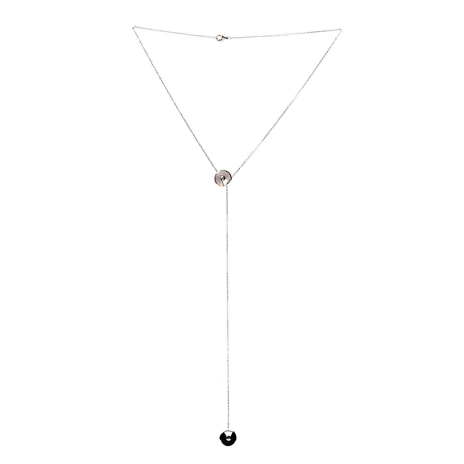 Cartier 18K Pink Gold Diamond Mother of Pearl Black Onyx XS Amulette de Cartier Necklace 3 of 7