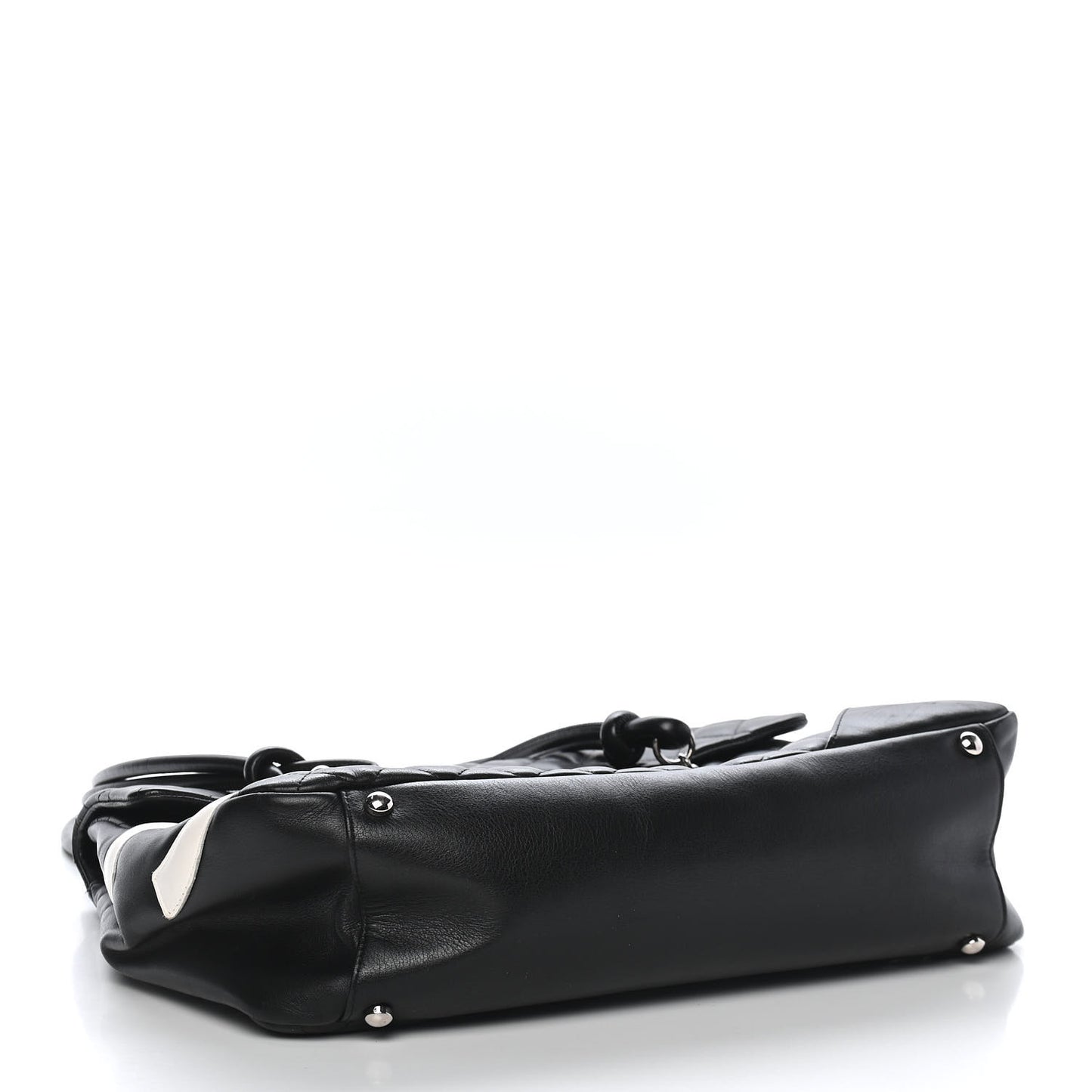 Calfskin Quilted Large Cambon Flap Black White
