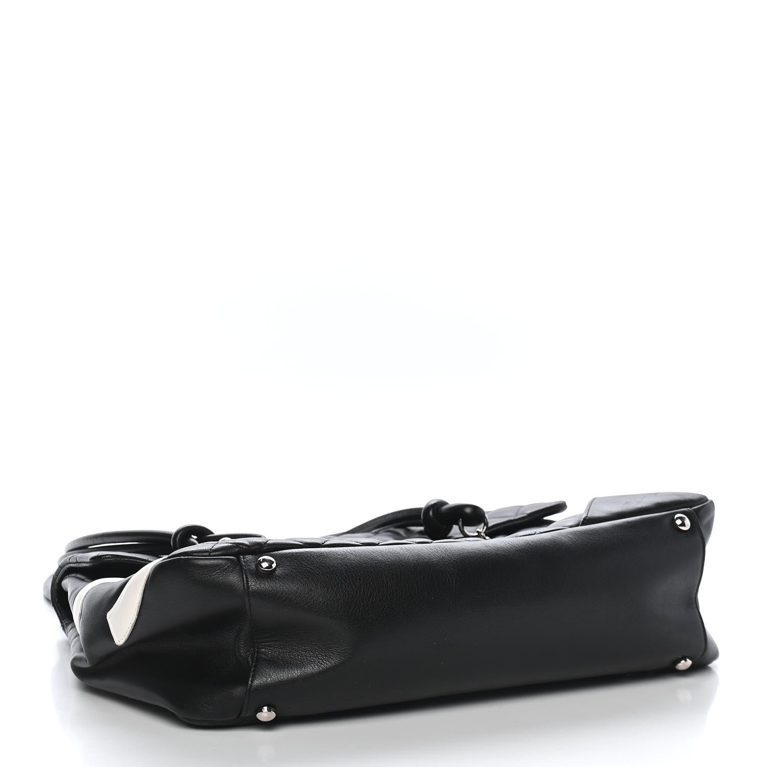 Chanel Calfskin Quilted Large Cambon Flap Black White 4 of 9
