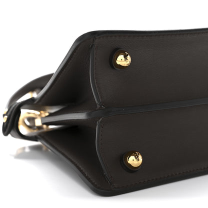 Fendi Vitello Seta Shiny Nappa Floral Embroidered Petite Peekaboo I SEE U Satchel Carbone Black 9 of 10