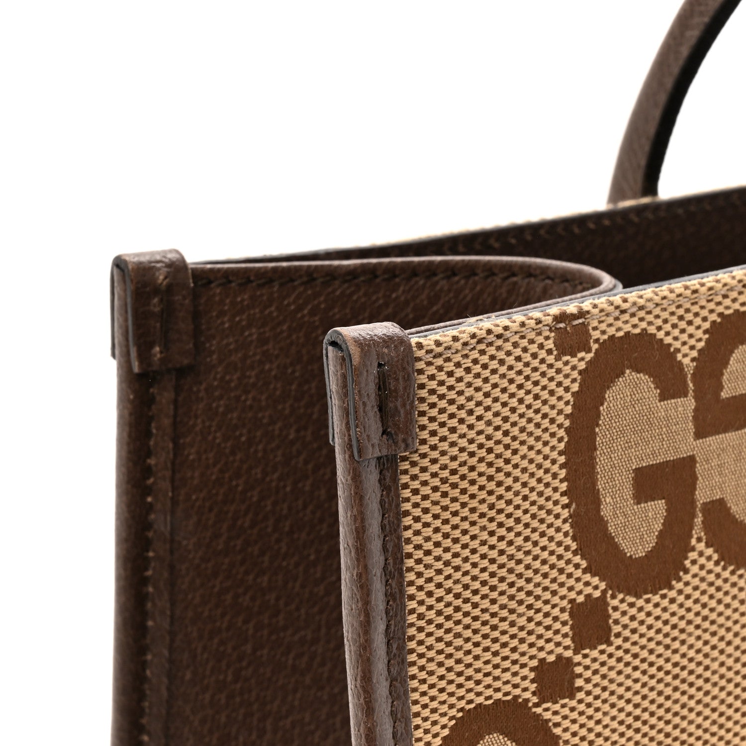 Gucci Monogram Jumbo GG Textured Dollar Calfskin Web Tote Bag Camel Ebony New Acero 16 of 16