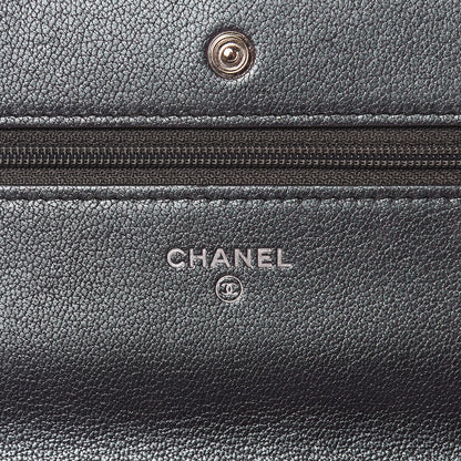 Chanel Iridescent Goatskin Quilted Wallet On Chain WOC Purple 6 of 12