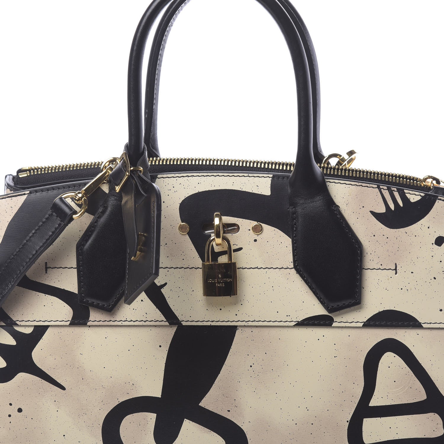 Louis Vuitton Calfskin Tribal City Steamer MM White Black 8 of 10