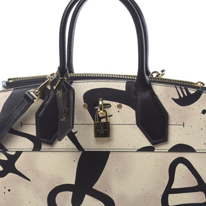 Louis Vuitton Calfskin Tribal City Steamer MM White Black 8 of 10
