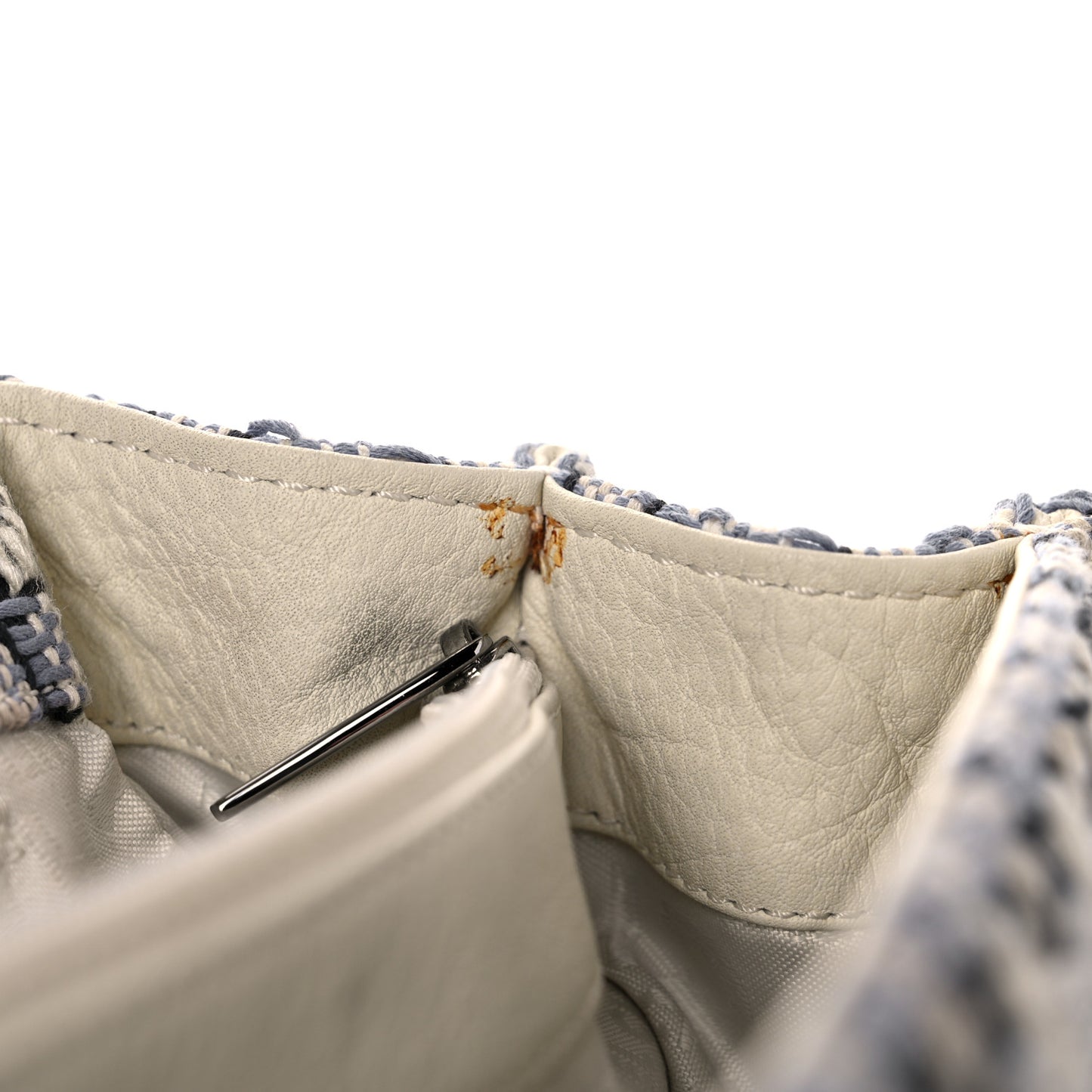Tweed Calfskin Woven Single Flap Blue