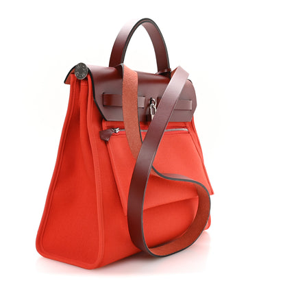 Hermes Vache Hunter Toile Herbag Zip 31 Capucine Rouge H 4 of 11