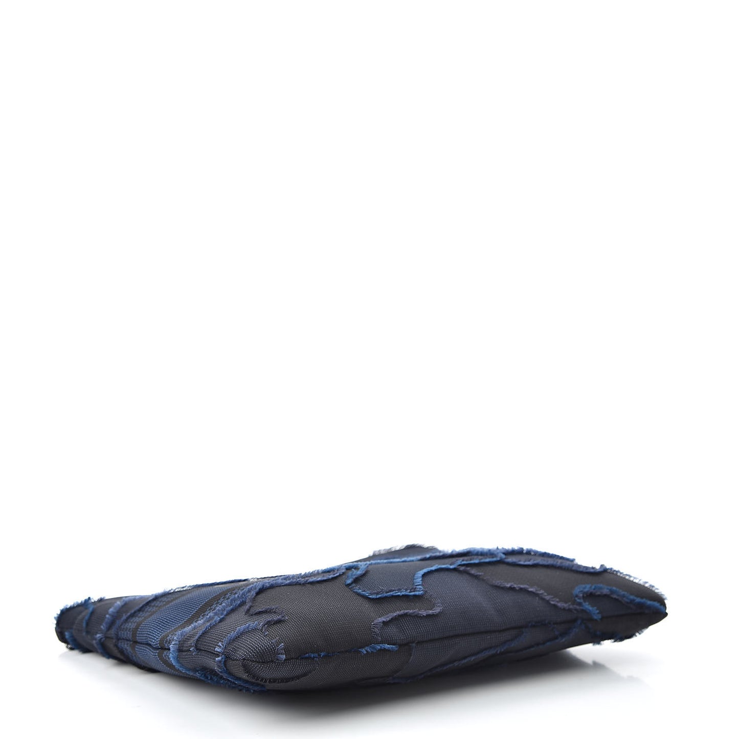 Canvas Embroidered Camouflage Medium Diordouble Zip Pouch Blue