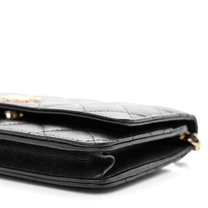 Chanel Caviar Quilted Perforated Metal CC Wallet On Chain WOC Black 11 of 13