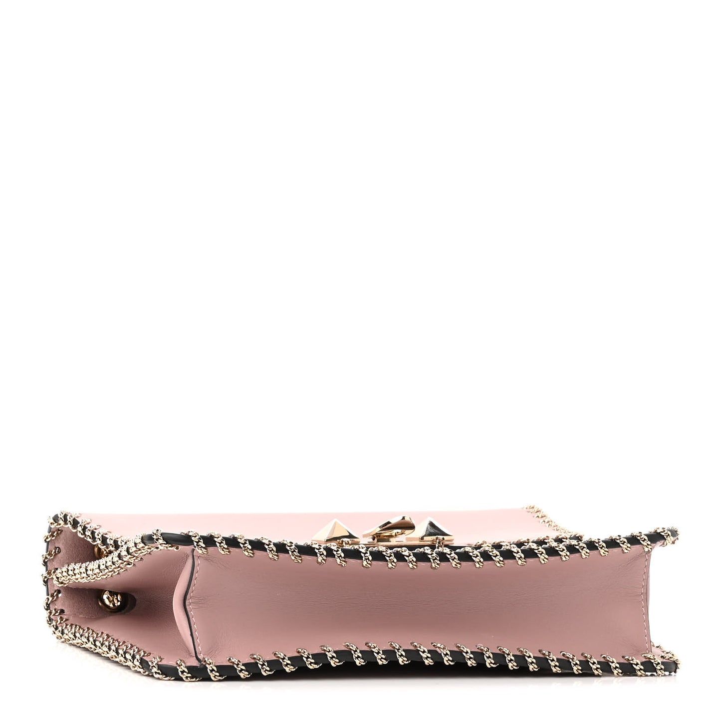 Vitello Groumette Small Rockstud Demilune Shoulder Bag Lipstick