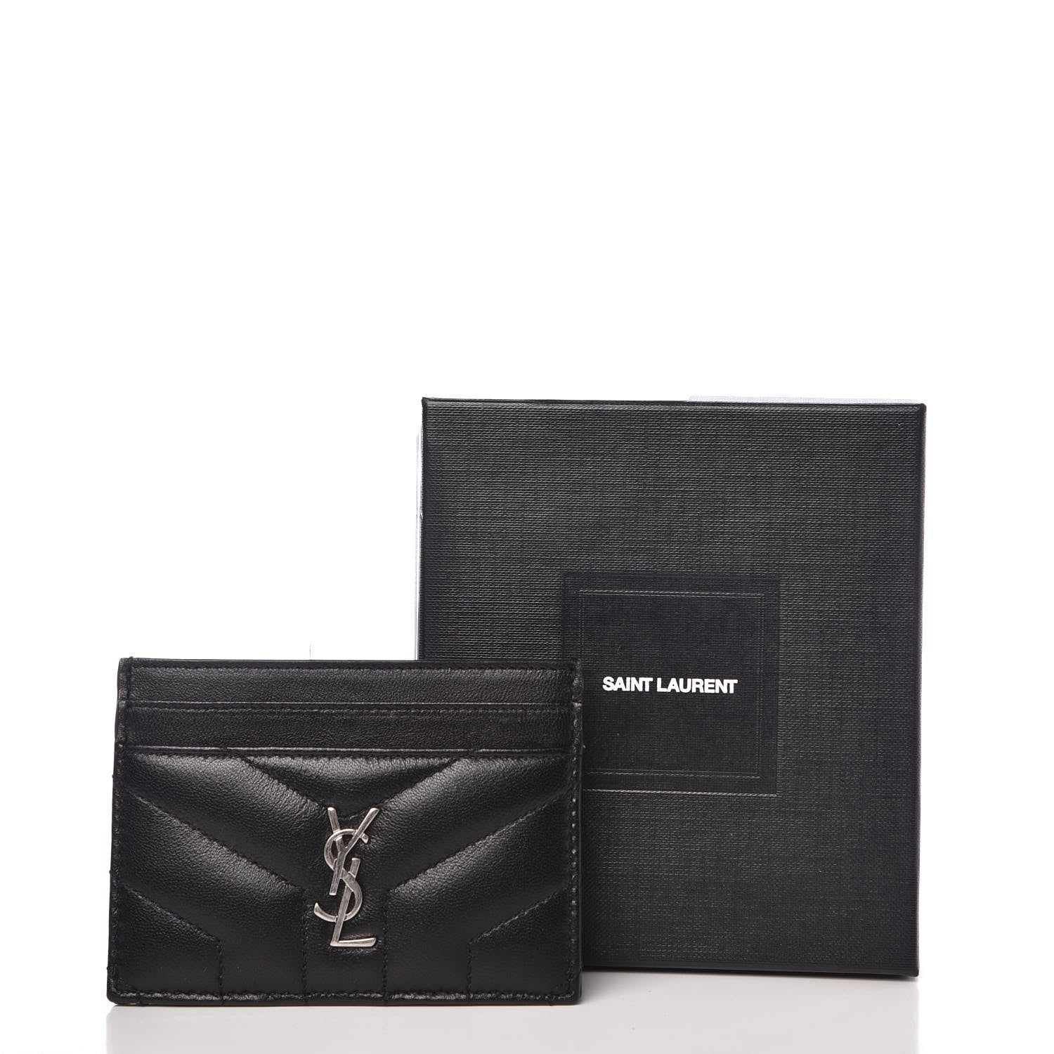 Saint Laurent Calfskin Y Quilted Monogram LouLou Credit Card Case Black 8 of 8