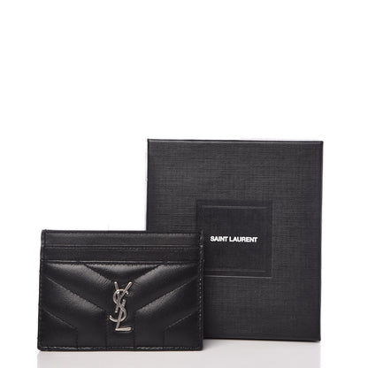 Saint Laurent Calfskin Y Quilted Monogram LouLou Credit Card Case Black 8 of 8