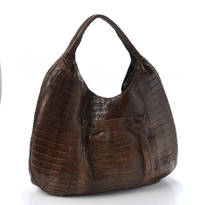 Nancy Gonzalez Crocodile Hobo Brown 2 of 12