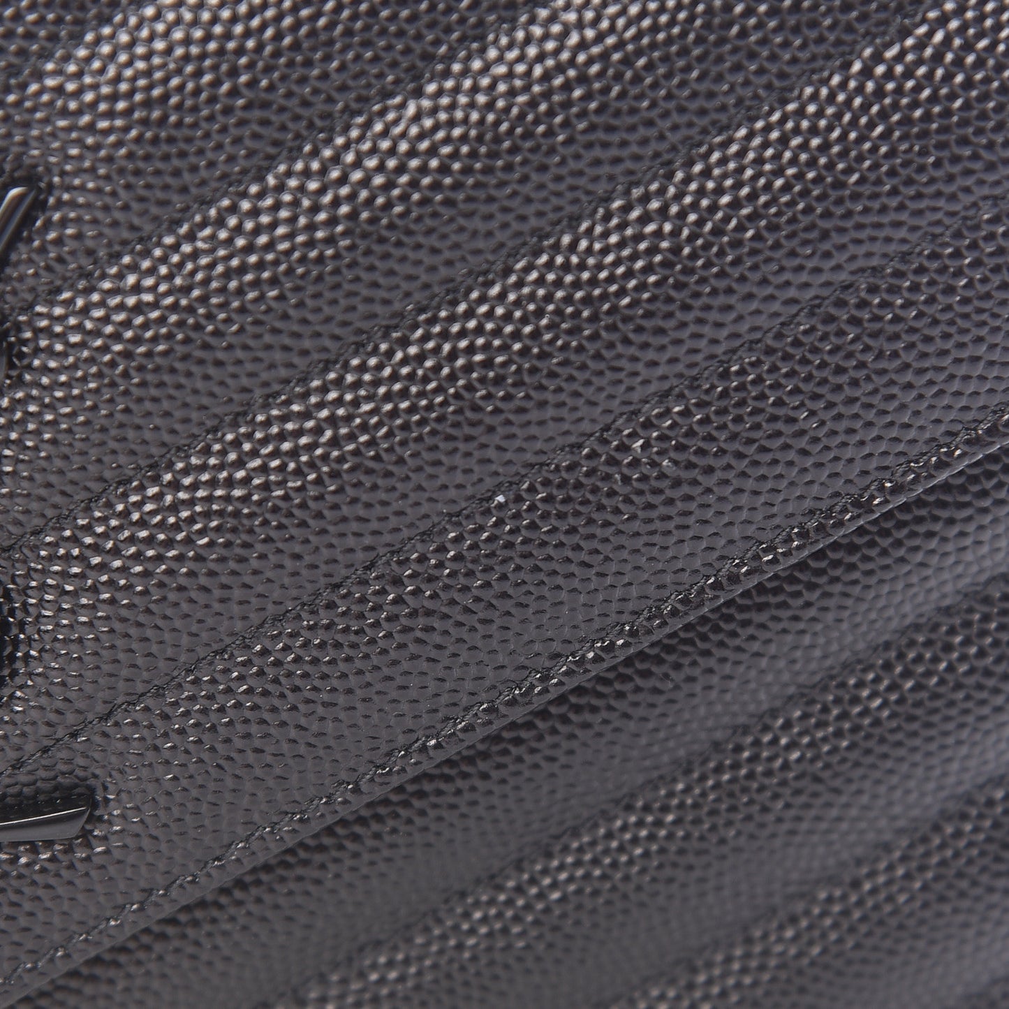 Grain De Poudre Matelasse Chevron Monogram Envelope Chain Wallet Black