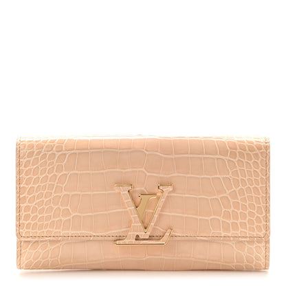 Louis Vuitton Crocodile Capucines Long Wallet Tan 1 of 8