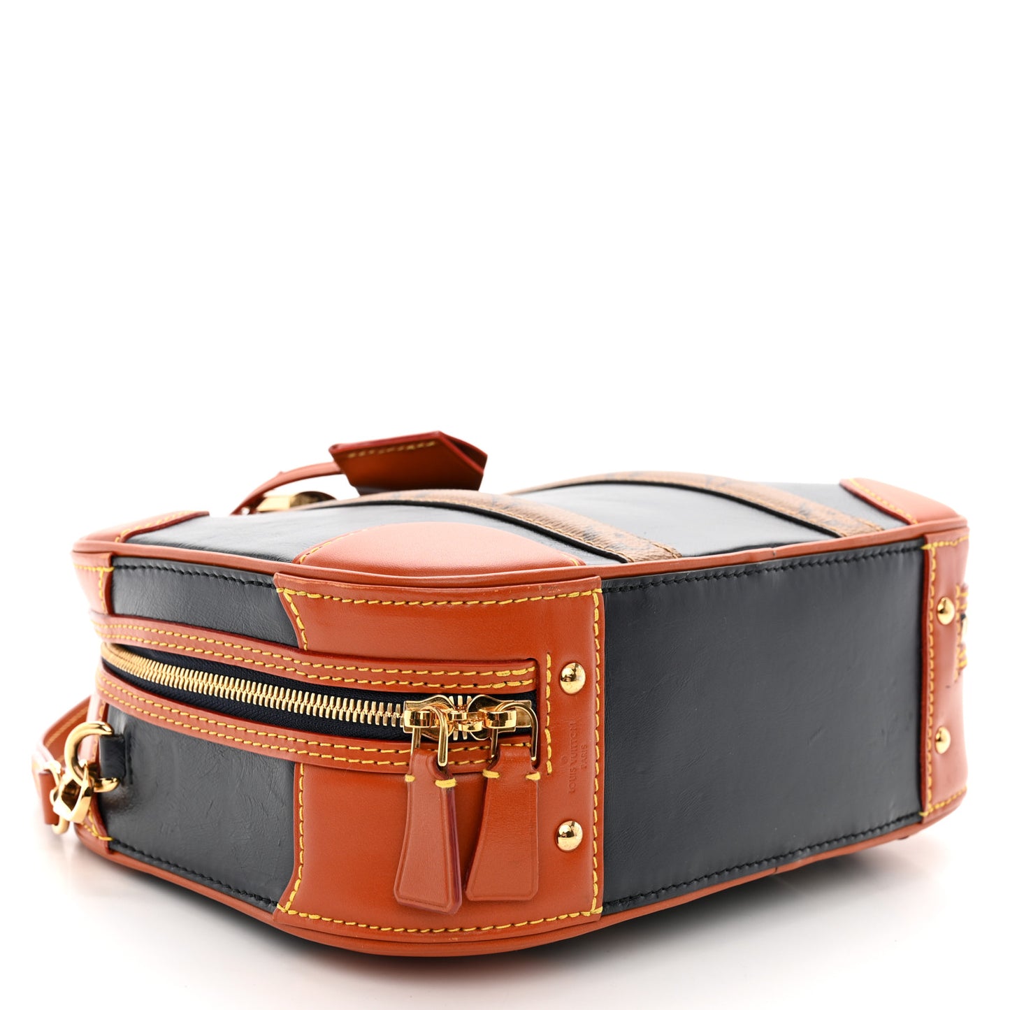 Calfskin Reverse Monogram Valisette PM Navy Caramel