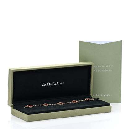 Van Cleef & Arpels VAN CLEEF & ARPELS 18K Yellow Gold Carnelian 5 Motifs Vintage Alhambra Bracelet 4 of 4