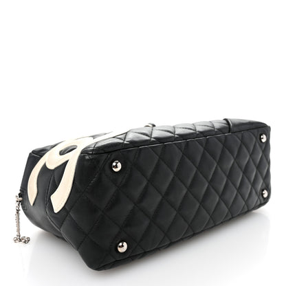 Chanel Calfskin Quilted Large Cambon Bowler Black White 4 of 10
