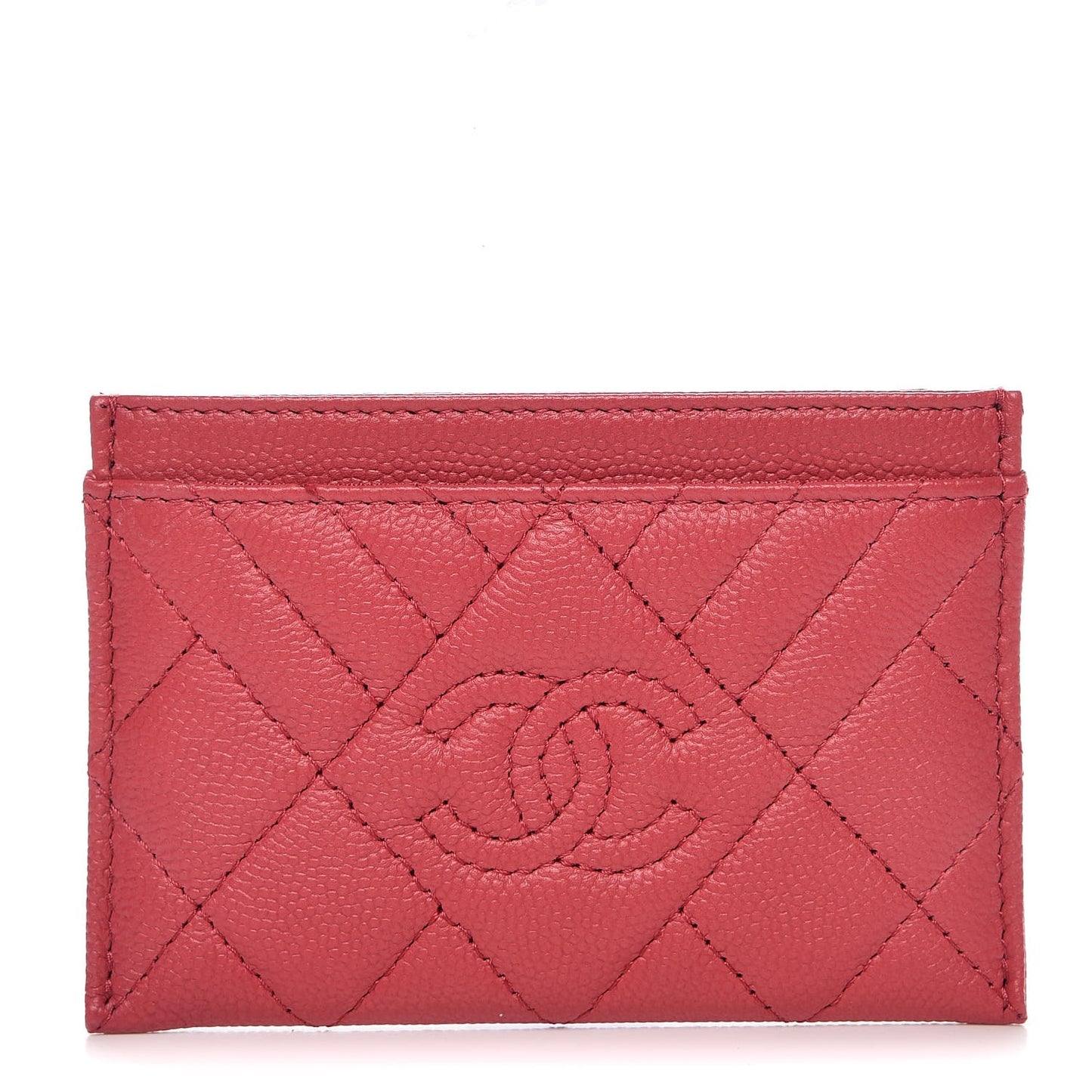 Caviar Quilted Diamond CC Duo Card Holder Dark Pink
