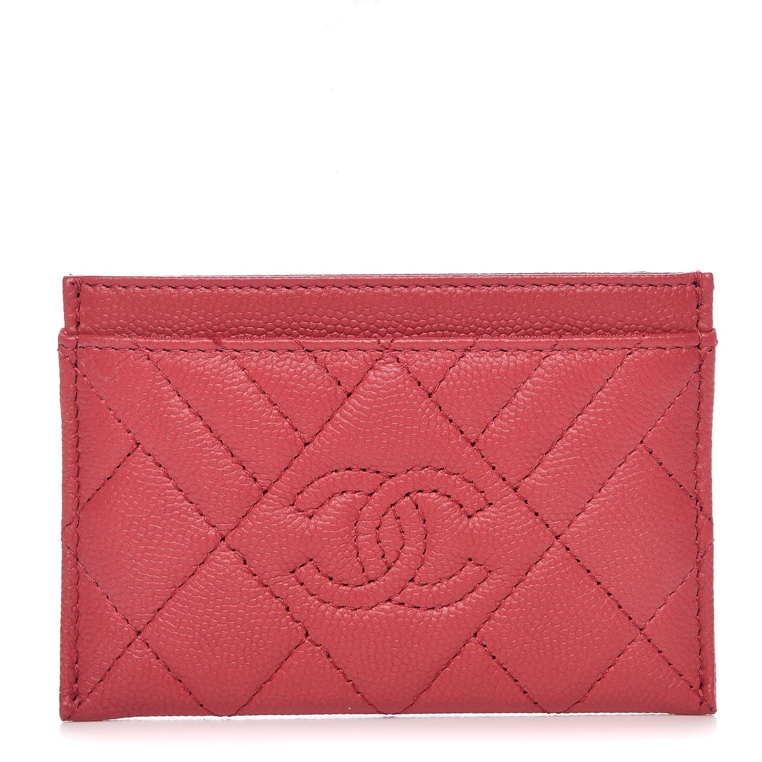 Chanel Caviar Quilted Diamond CC Duo Card Holder Dark Pink 1 of 10