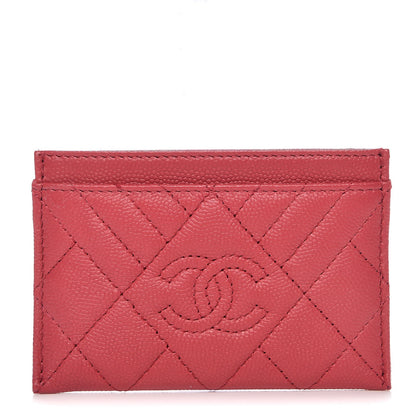 Chanel Caviar Quilted Diamond CC Duo Card Holder Dark Pink 1 of 10