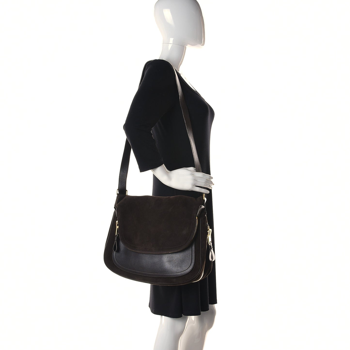 Suede Calfskin Medium Jennifer Crossbody Brown
