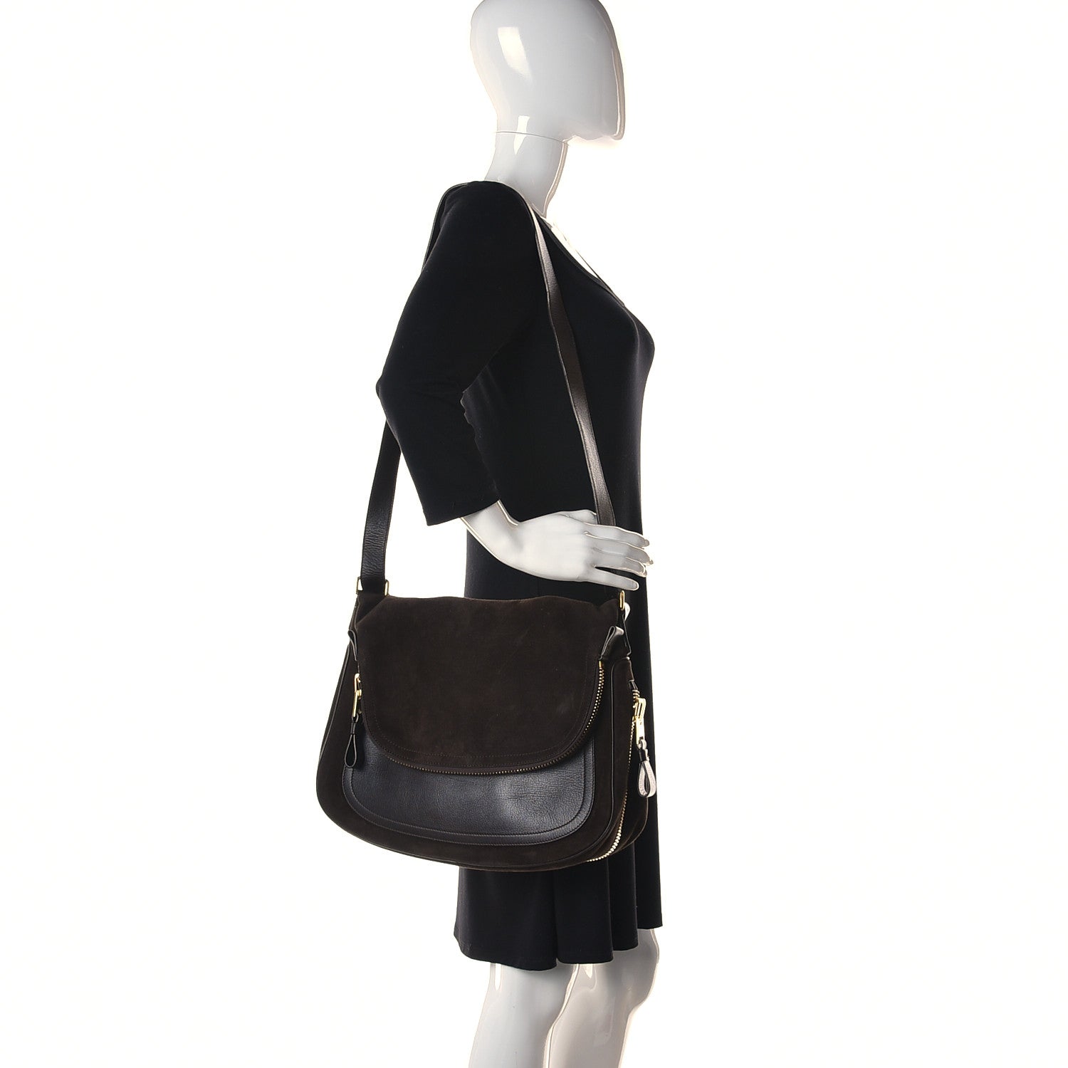 Tom Ford Suede Calfskin Medium Jennifer Crossbody Brown 2 of 16