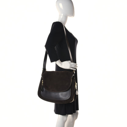 Tom Ford Suede Calfskin Medium Jennifer Crossbody Brown 2 of 16