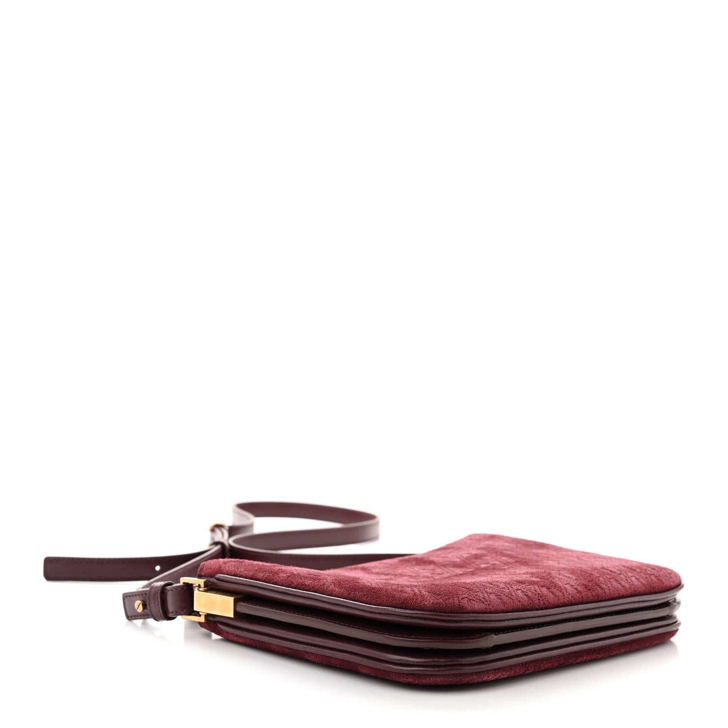 Saint Laurent Suede All-Over Monogram Crossbody Burgundy 4 of 10