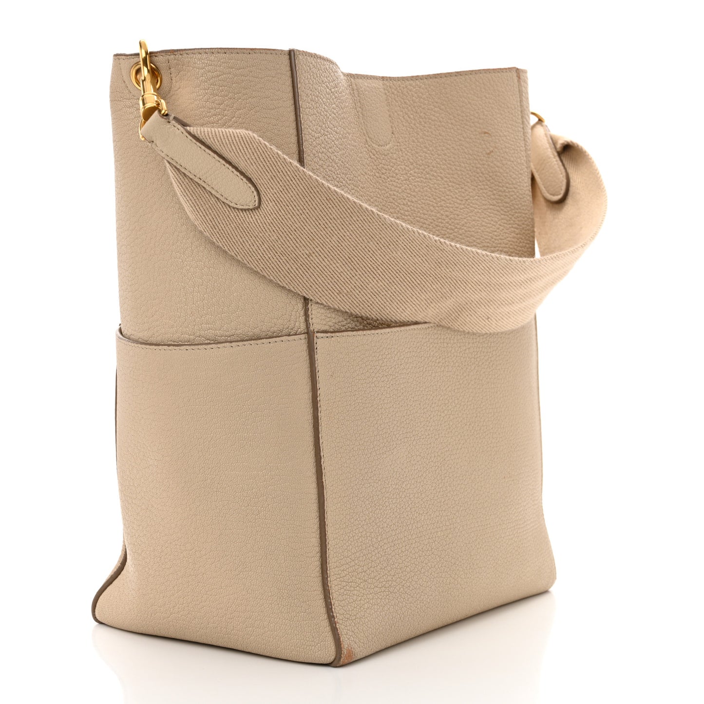 Soft Grained Calfskin Sangle Bucket Bag Dune