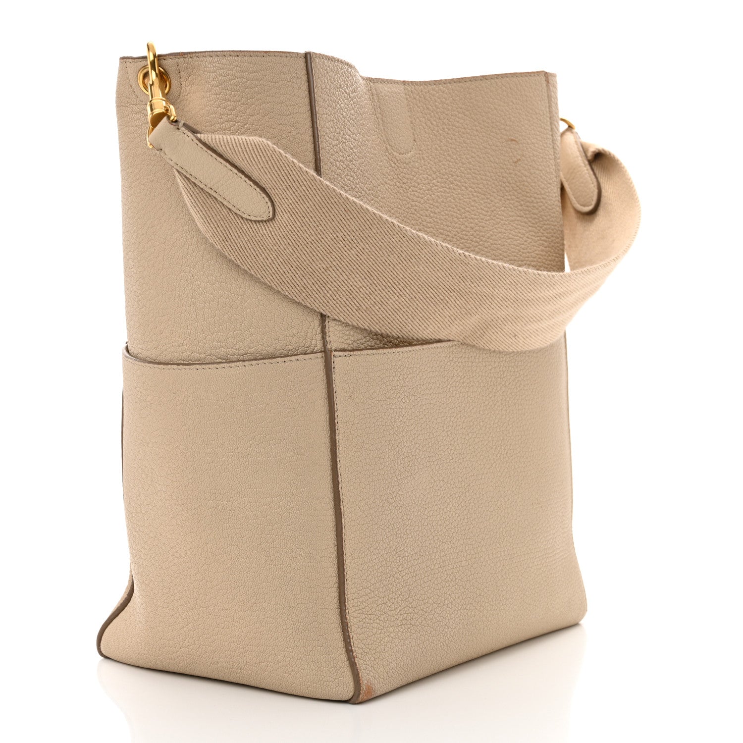 Celine Soft Grained Calfskin Sangle Bucket Bag Dune 3 of 18