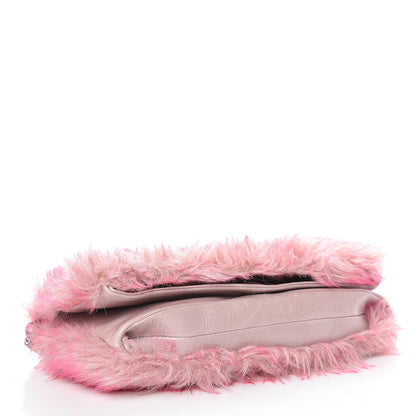 Miu Miu Mink Faux Fur Crystal Flap Clutch Pink 4 of 11