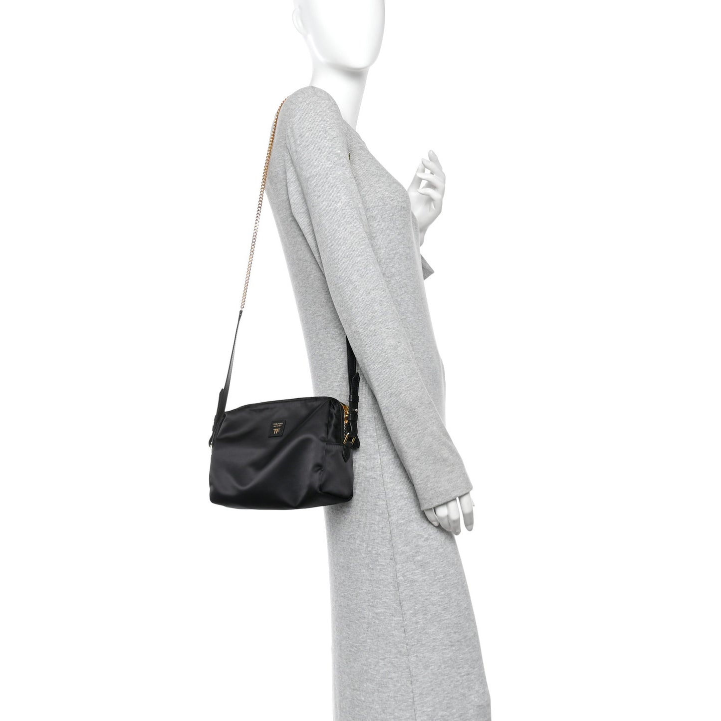 Nylon Pouch With Chain Black