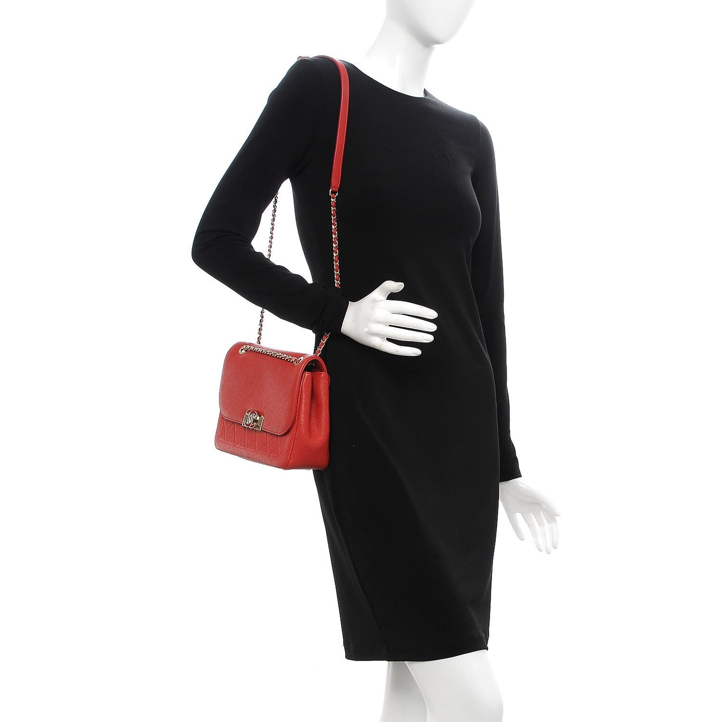 Caviar Quilted Small Flap Red