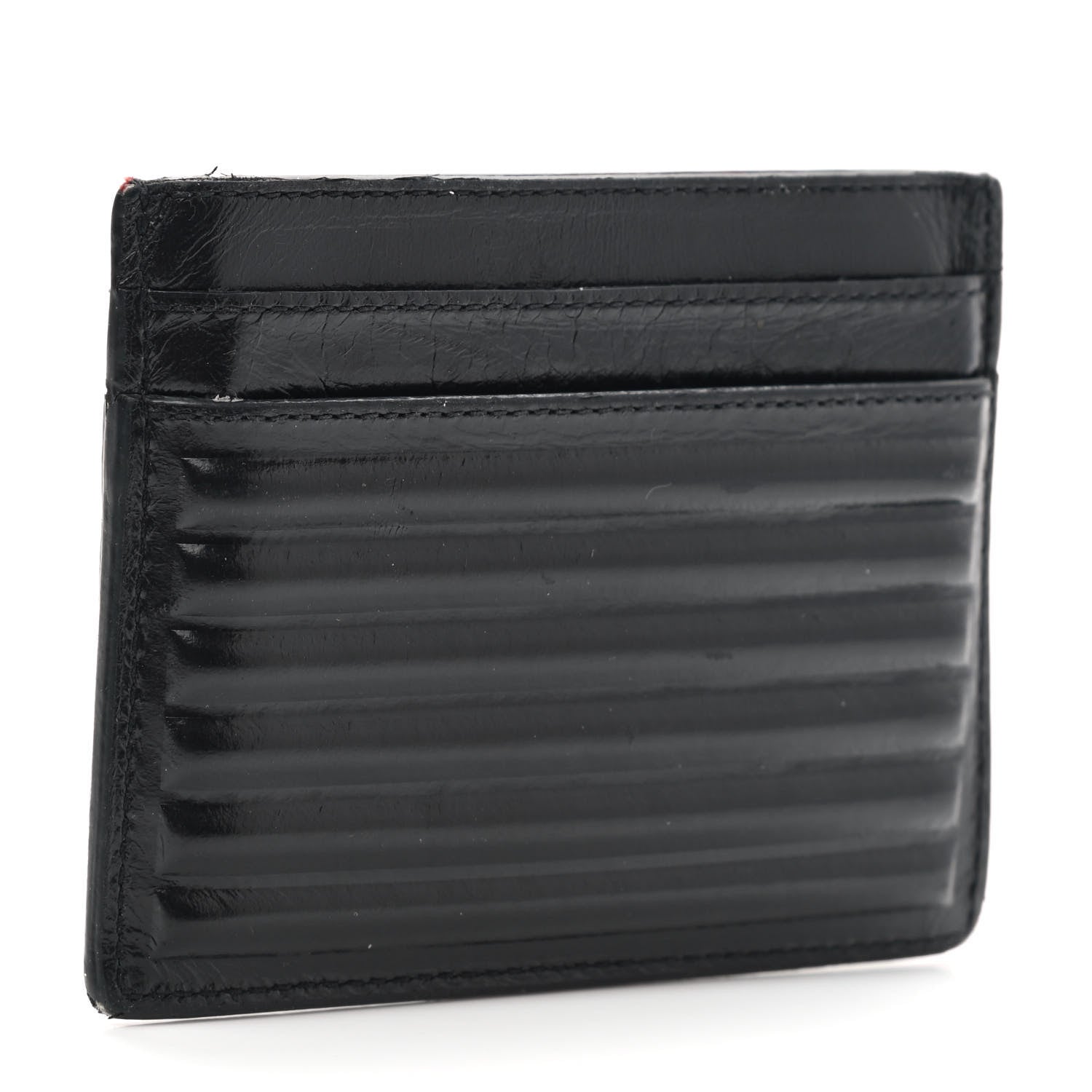 Saint Laurent Ribbed Calfskin Opium Monogram Credit Card Case Black 3 of 10