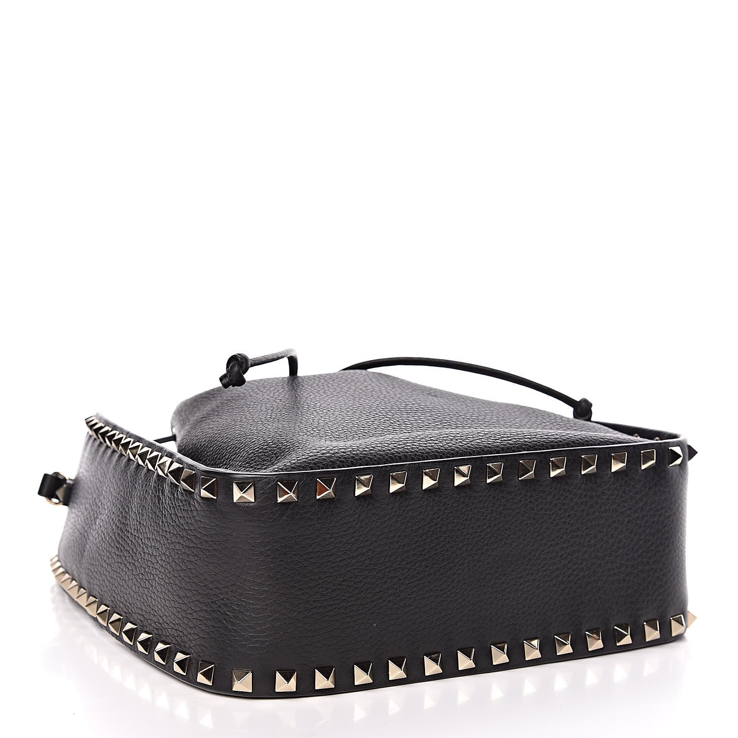 Valentino Garavani Grained Calfskin Rockstud Bucket Bag Black 4 of 10