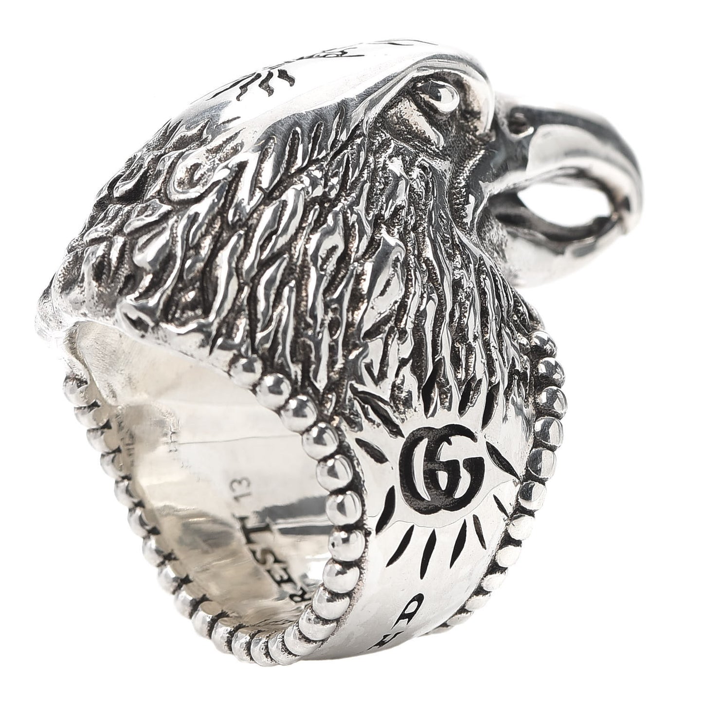 Sterling Silver Large Anger Forest Eagle Head Ring 53 6.25
