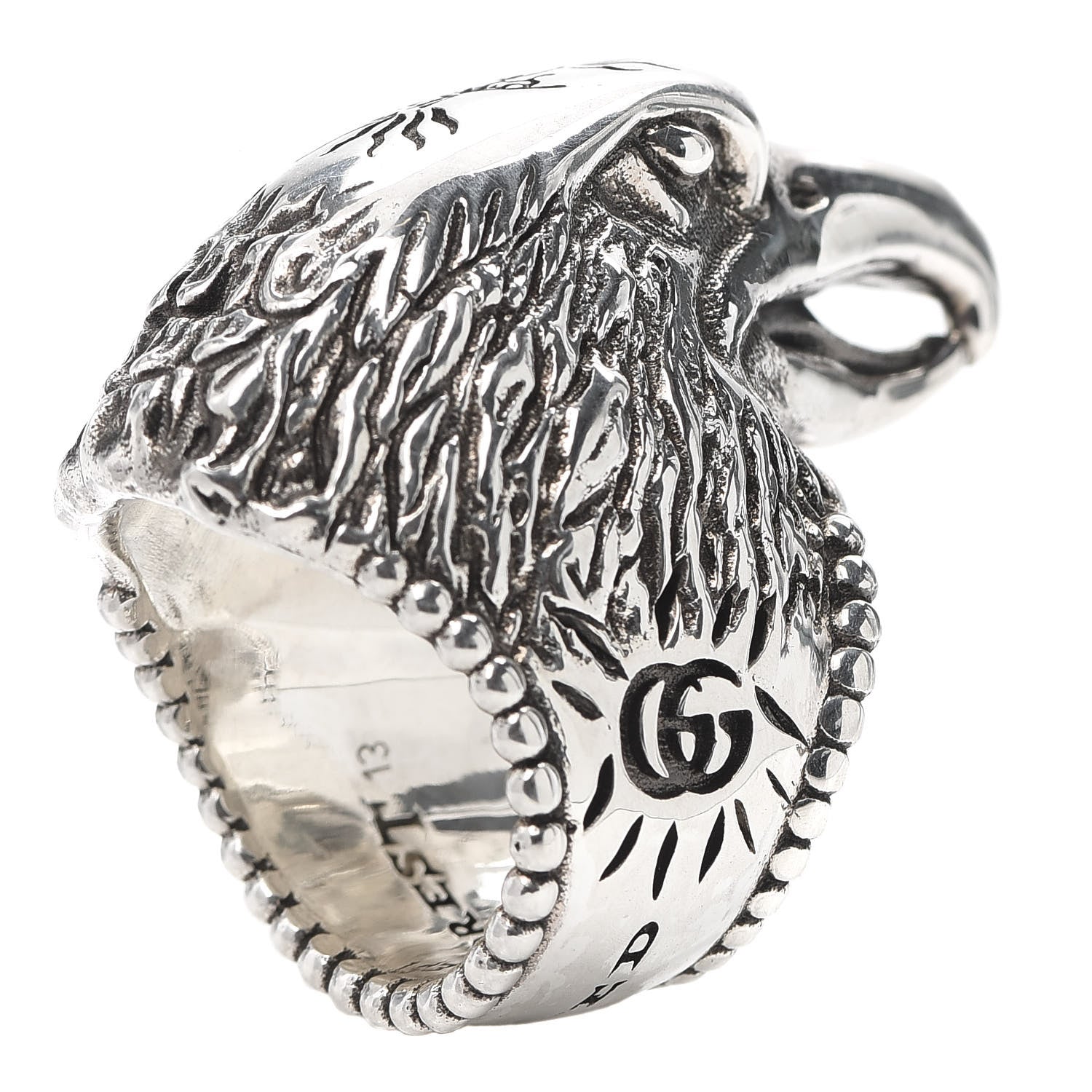 Gucci Sterling Silver Large Anger Forest Eagle Head Ring 53 6.25 3 of 5