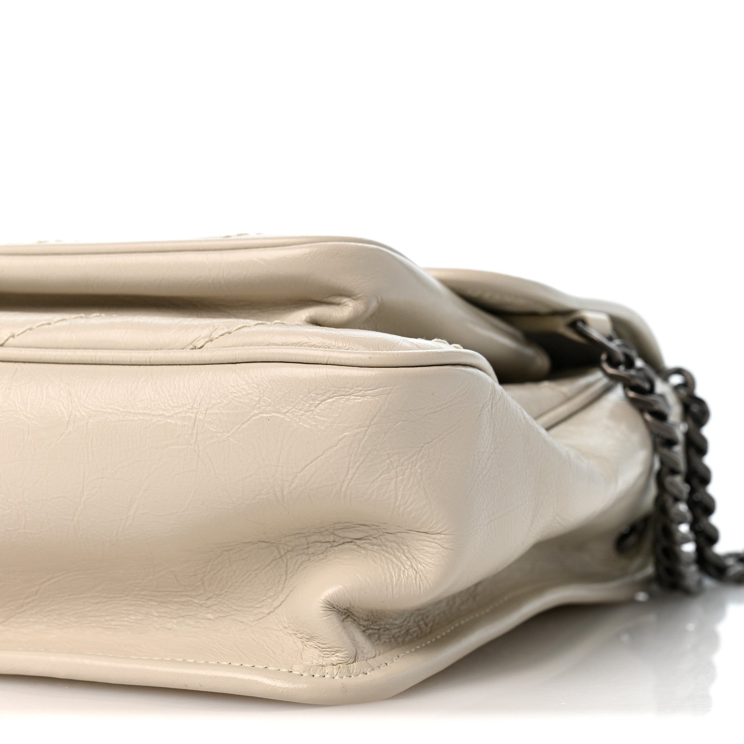 Saint Laurent Crinkled Calfskin Matelasse Monogram Medium Niki Chain Satchel Crema Soft 10 of 12