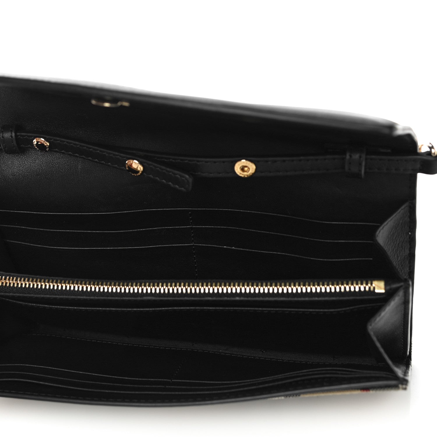 Burberry Calfskin House Check Henley Wallet On Chain Black 4 of 11
