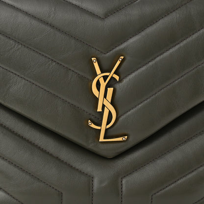 Saint Laurent Calfskin Y Quilted Monogram Medium Loulou Chain Satchel Dark Khaki 9 of 11