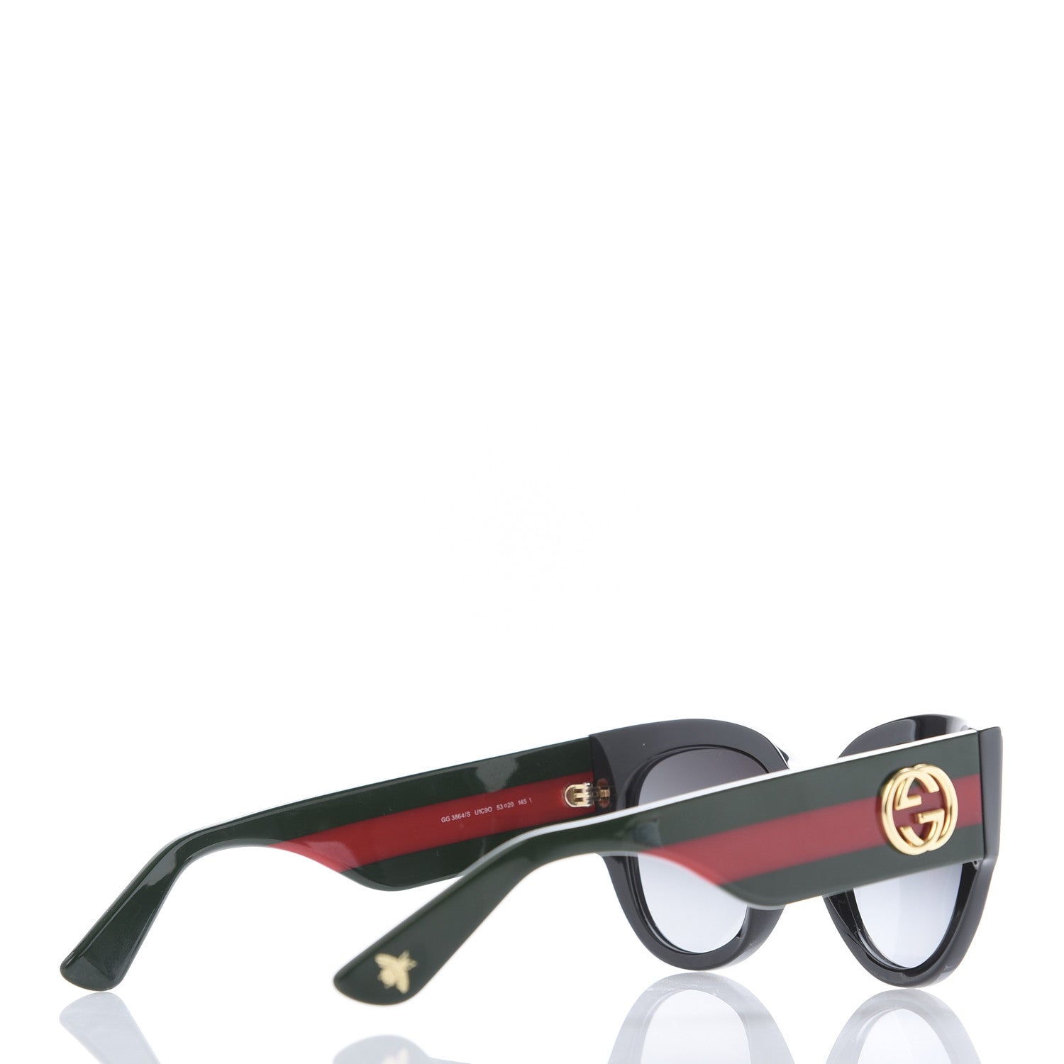 Gucci Acetate Oversized Rectangle Frame Web Sunglasses GG3864/S Black 4 of 7