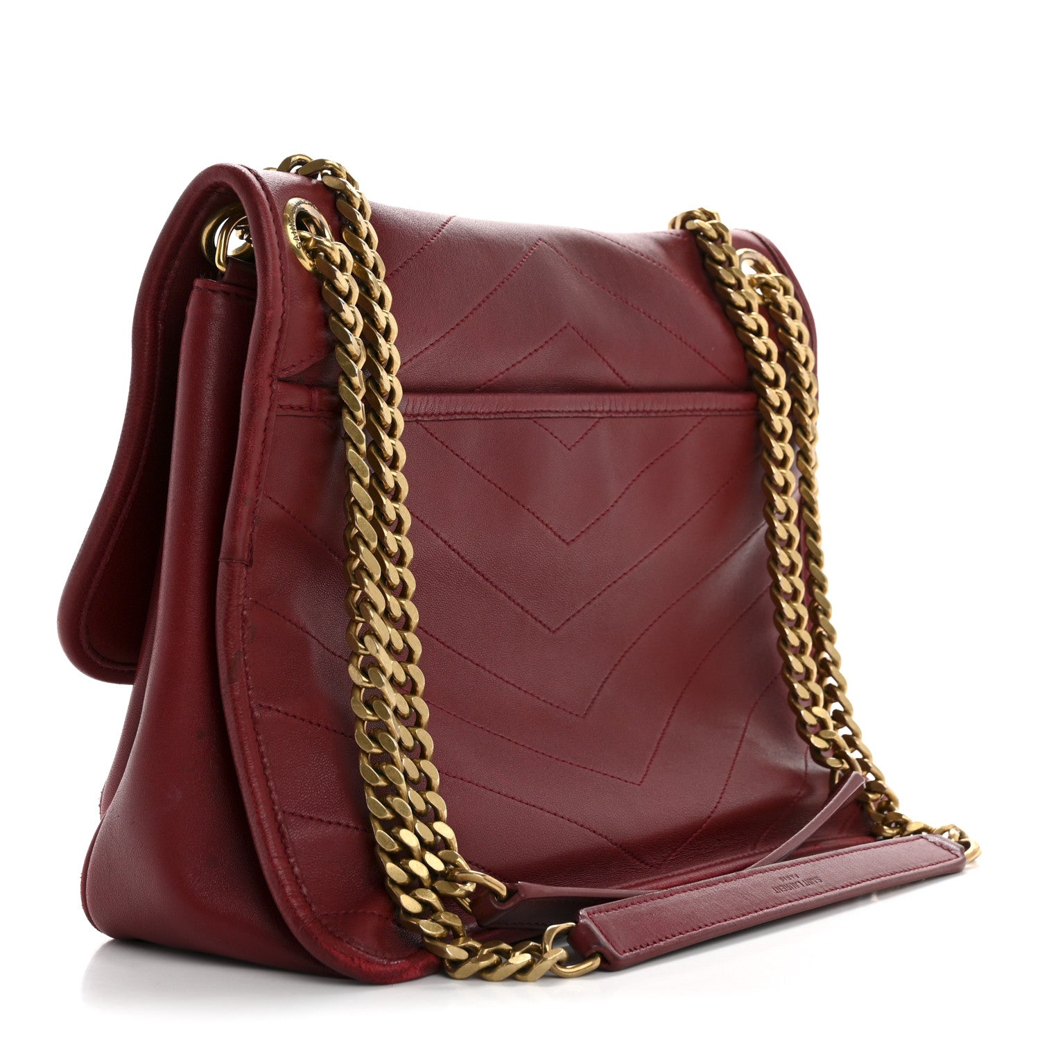 Saint Laurent Lambskin Matelasse Monogram Medium Niki Chain Satchel Red 3 of 16