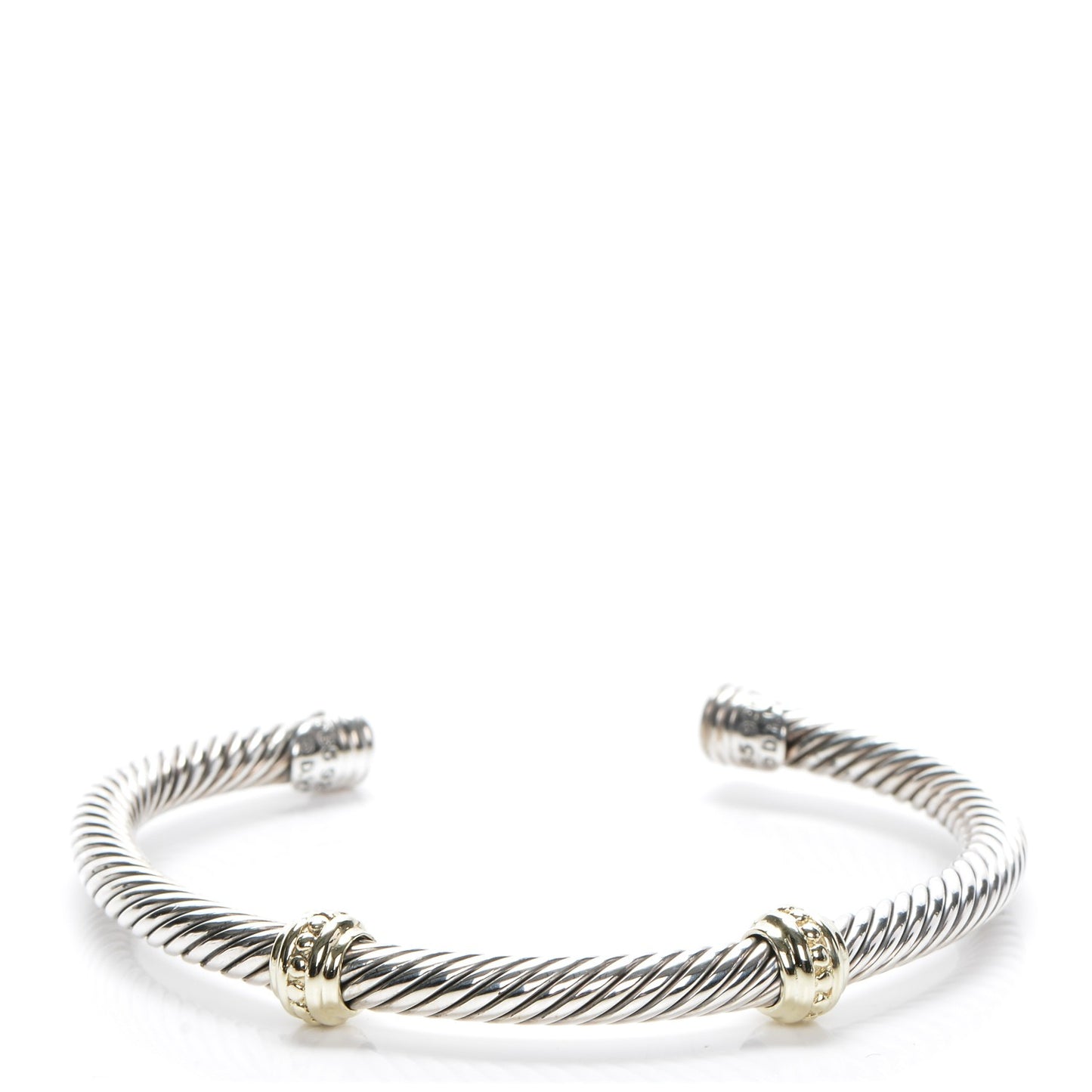 Sterling Silver 14K Yellow Gold 5mm Cable Classics Two Station Bracelet