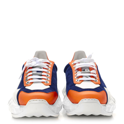 Jimmy Choo Calfskin Diamond Low Top Sneaker 40.5 Cobalt Neon Orange 2 of 9